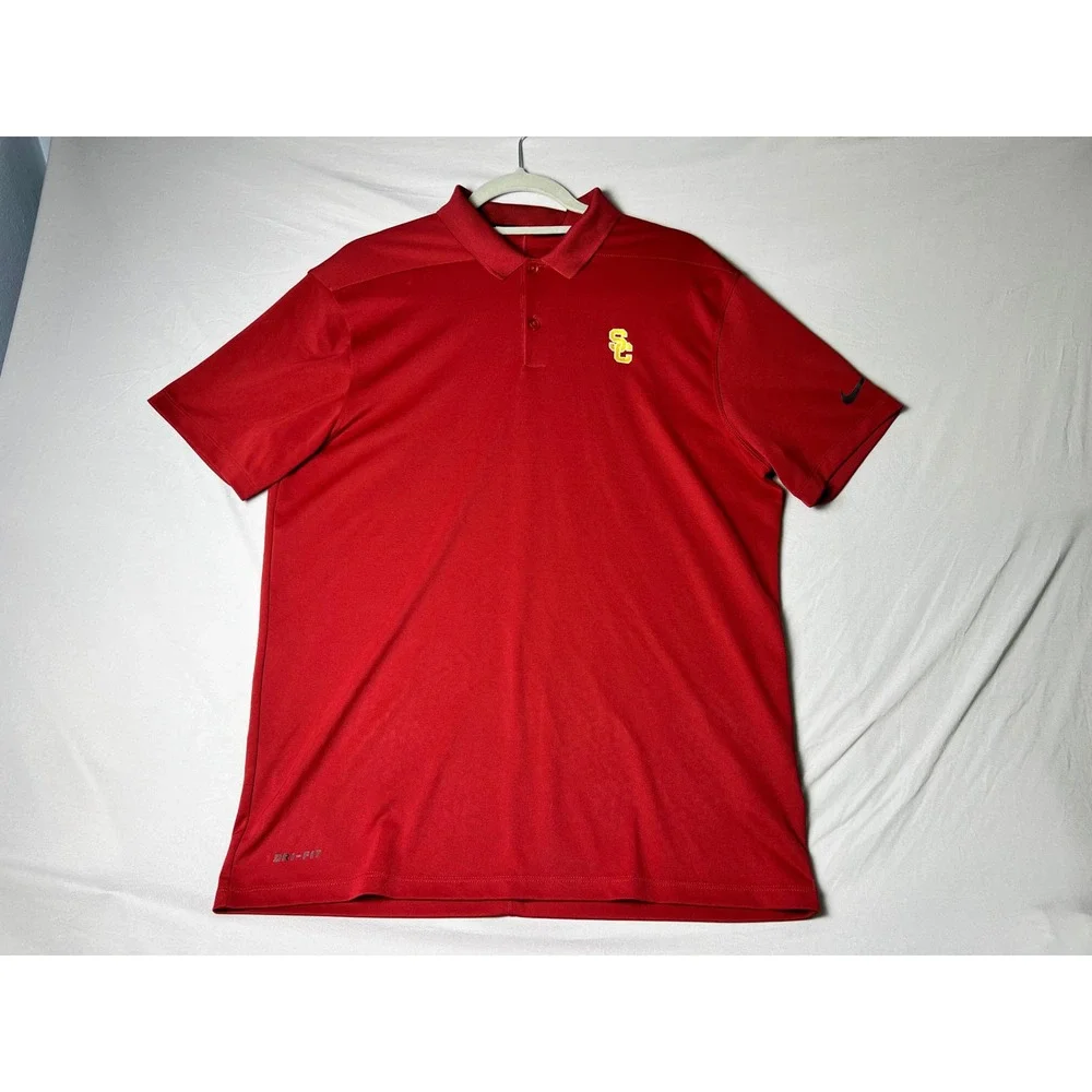 Nike Golf USC Trojans Dri-FIT Polo Shirt Mens Medium Red Short Sleeve 891881-613